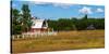 Red barn in meadow, Knowlton, Quebec, Canada-null-Stretched Canvas