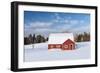 Red Barn In Snow-Michael Blanchette Photography-Framed Photographic Print