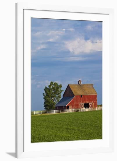 Red Barn in Spring Wheat Field, Washington, USA-Terry Eggers-Framed Photographic Print