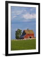 Red Barn in Spring Wheat Field, Washington, USA-Terry Eggers-Framed Photographic Print