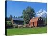 Red Barn in the Hood Valley, Mt Hood, Oregon, USA-Chuck Haney-Stretched Canvas