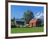 Red Barn in the Hood Valley, Mt Hood, Oregon, USA-Chuck Haney-Framed Photographic Print