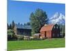 Red Barn in the Hood Valley, Mt Hood, Oregon, USA-Chuck Haney-Mounted Photographic Print
