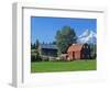 Red Barn in the Hood Valley, Mt Hood, Oregon, USA-Chuck Haney-Framed Photographic Print