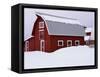 Red Barn in the Snow-James Randklev-Framed Stretched Canvas