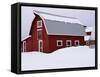 Red Barn in the Snow-James Randklev-Framed Stretched Canvas