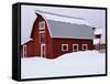 Red Barn in the Snow-James Randklev-Framed Stretched Canvas