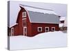 Red Barn in the Snow-James Randklev-Stretched Canvas