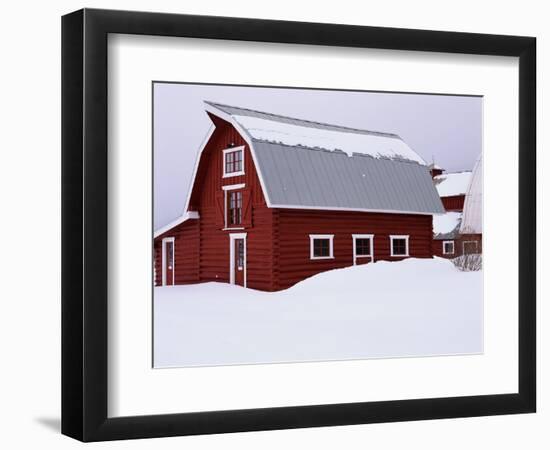 Red Barn in the Snow-James Randklev-Framed Photographic Print