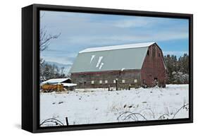 Red Barn in Winter-Dana Styber-Framed Stretched Canvas