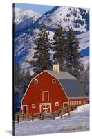 Red Barn in Winter-Darrell Gulin-Stretched Canvas