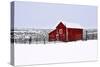 Red Barn in Winter-Amanda Lee Smith-Stretched Canvas
