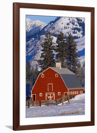 Red Barn in Winter-Darrell Gulin-Framed Photographic Print