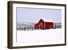 Red Barn in Winter-Amanda Lee Smith-Framed Photographic Print