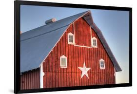 Red barn on a farm near Edgewood in Northeast Iowa, Winter, HDR-Design Pics-Framed Photographic Print