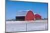 Red Barn on Snowy Prairie.-gjphotography-Mounted Photographic Print