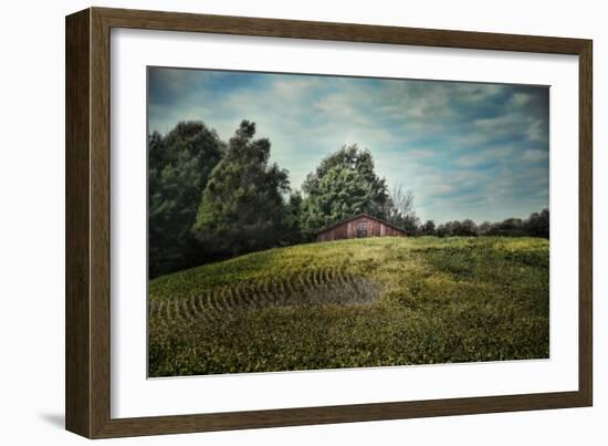 Red Barn on the Hill-Jai Johnson-Framed Giclee Print
