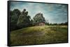 Red Barn on the Hill-Jai Johnson-Framed Stretched Canvas