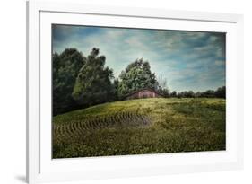 Red Barn on the Hill-Jai Johnson-Framed Giclee Print