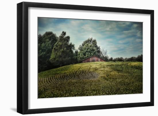 Red Barn on the Hill-Jai Johnson-Framed Premium Giclee Print