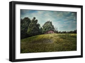 Red Barn on the Hill-Jai Johnson-Framed Premium Giclee Print