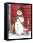 Red Barn Snowman with Friends-Melinda Hipsher-Framed Stretched Canvas