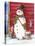 Red Barn Snowman with Friends-Melinda Hipsher-Stretched Canvas