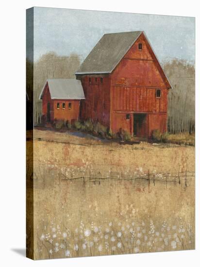Red Barn View II-Tim O'toole-Stretched Canvas