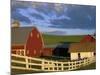 Red Barn with Fenceline in Summer, Whitman County, Washington, USA-Julie Eggers-Mounted Photographic Print