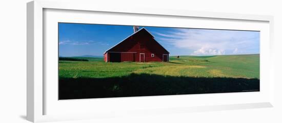 Red Barn with Spring Green Wheat Crops, Idaho, USA-Terry Eggers-Framed Photographic Print