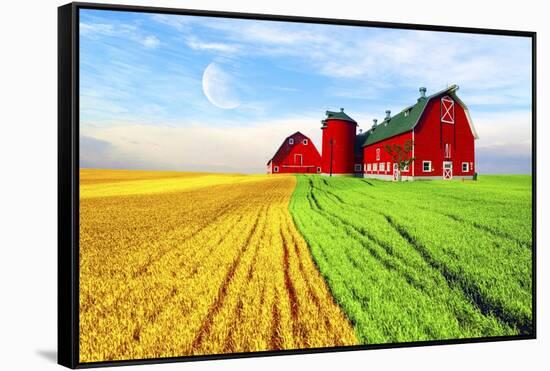 Red Barn-Ata Alishahi-Framed Stretched Canvas