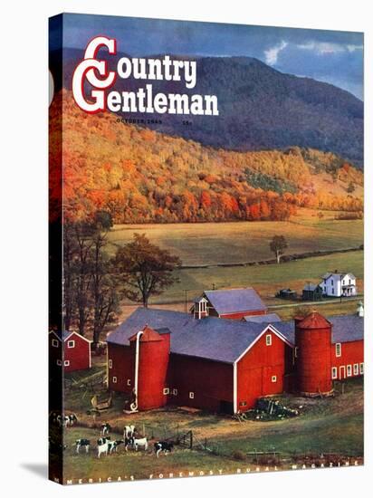 "Red Barns and Silos," Country Gentleman Cover, October 1, 1949-W.C. Griffith-Stretched Canvas