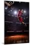 Red Basketball Player in Action in Gym-Eugene Onischenko-Mounted Photographic Print