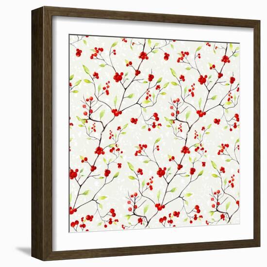 Red Berries Pattern-Irina Trzaskos Studios-Framed Giclee Print