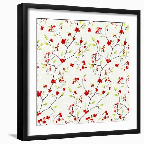 Red Berries Pattern-Irina Trzaskos Studios-Framed Giclee Print