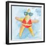 Red Bikini Starfish on Watercolor-Lanie Loreth-Framed Art Print