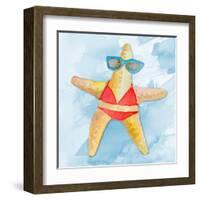 Red Bikini Starfish on Watercolor-Lanie Loreth-Framed Art Print