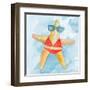 Red Bikini Starfish on Watercolor-Lanie Loreth-Framed Art Print