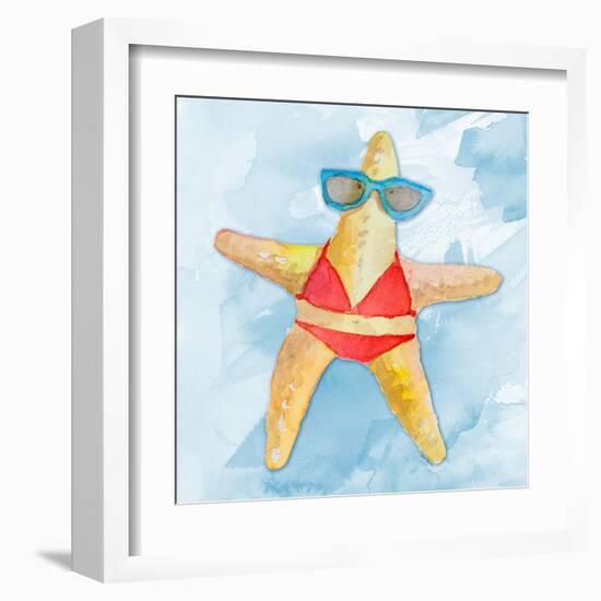 Red Bikini Starfish on Watercolor-Lanie Loreth-Framed Art Print