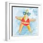 Red Bikini Starfish on Watercolor-Lanie Loreth-Framed Art Print