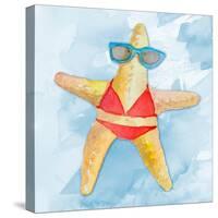 Red Bikini Starfish on Watercolor-Lanie Loreth-Stretched Canvas