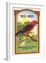 Red Bird Broom Label-null-Framed Art Print