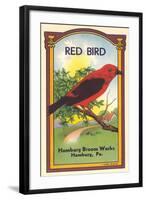 Red Bird Broom Label-null-Framed Art Print