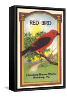 Red Bird Broom Label-null-Framed Stretched Canvas