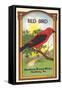 Red Bird Broom Label-null-Framed Stretched Canvas