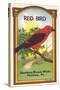 Red Bird Broom Label-null-Stretched Canvas