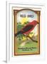 Red Bird Broom Label-null-Framed Art Print