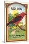 Red Bird Broom Label-null-Stretched Canvas