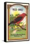 Red Bird Broom Label-null-Framed Stretched Canvas