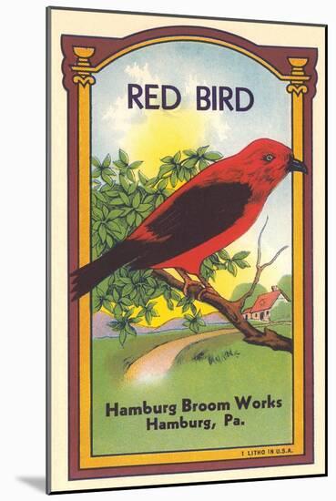 Red Bird Broom Label-null-Mounted Art Print